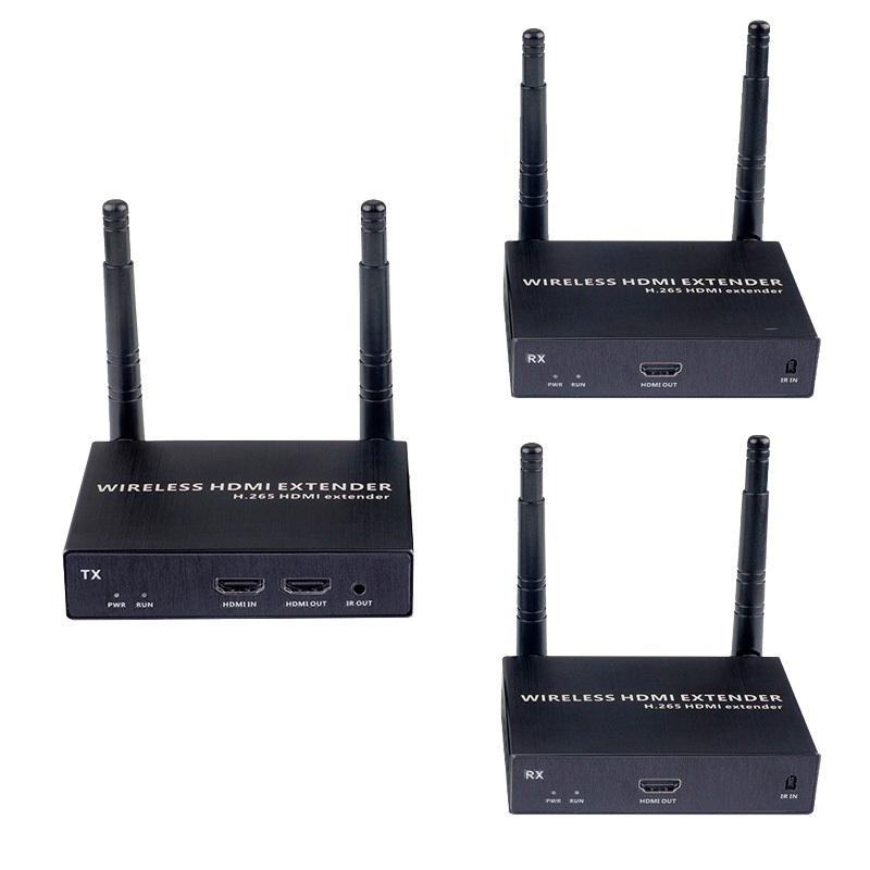 Удлинитель сигнала HDMI по Wi-Fi до 200 метров, активный, FullHD 1080p, комплект 1 передатчик + 2 приемника, черный Удлинитель сигнала HDMI по Wi-Fi до 200 метров, активный, FullHD 1080p, комплект 1 передатчик + 2 приемника, черный