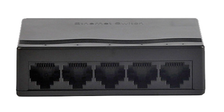 Сетевой хаб - коммутатор LAN - разветвитель RJ45 на 5 портов 10/100 Мбит/с, черный