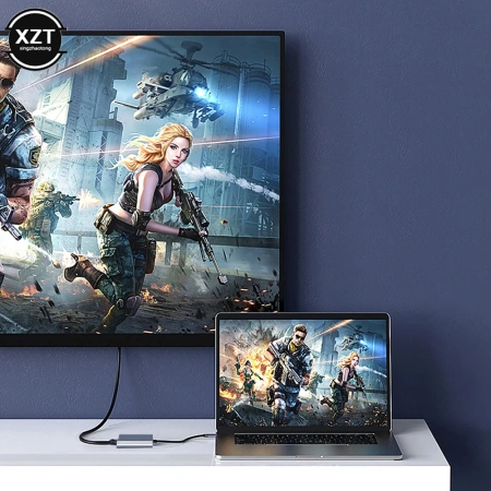 Адаптер - переходник - хаб USB3.1 Type-C на HDMI - USB3.1 Type-C - USB3.0, серый