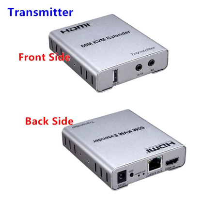 Адаптер - KVM-удлинитель HDMI по витой паре RJ45 UTP (LAN) до 60 метров, FullHD 1080p, комплект, черный