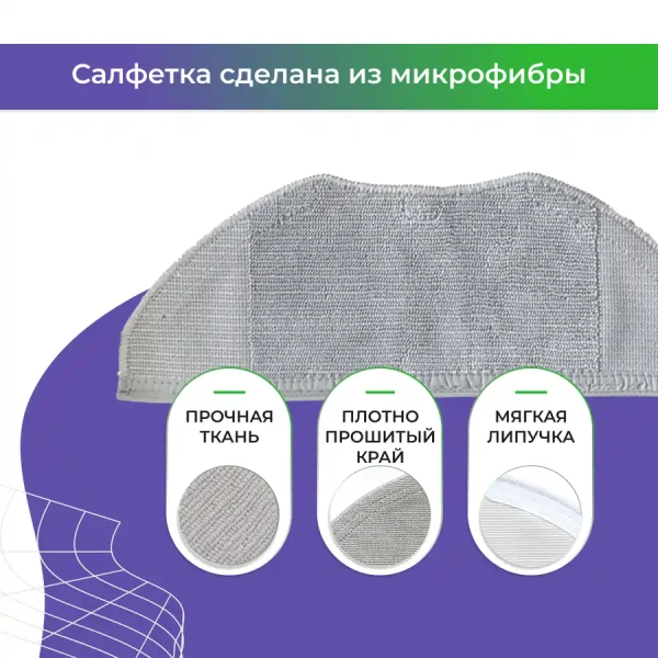 Салфетка (тряпка) - многоразовая микрофибра для робота-пылесоса Xiaomi G1 Mi Robot Vacuum-Mop Essential (MJSTG1)