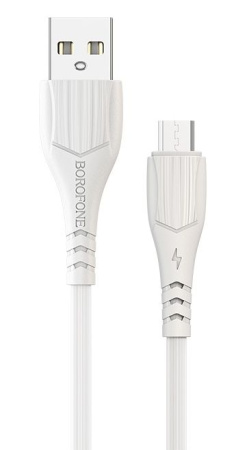 Зарядный USB дата кабель BOROFONE BX37 MicroUSB, 2.4A, 1м, белый