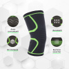 Фиксатор коленного сустава - бандаж на колено - ортопедический эластичный наколенник - спортивная компрессионная нескользящая поддержка для колена, размер S, черно-зеленый