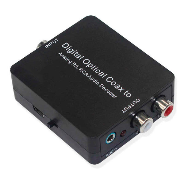 Адаптер - переходник, аудио-преобразователь для DTS 5.1 с оптики (Toslink/SPDIF) на jack 3.5mm (AUX), RCA, черный Адаптер - переходник, аудио-преобразователь для DTS 5.1 с оптики (Toslink/SPDIF) на jack 3.5mm (AUX), RCA, черный