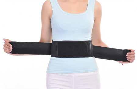 Бандаж для поясницы - самонагревающийся лечебный пояс с магнитами S, черный