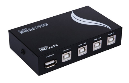 Адаптер - переключатель - свитч USB-B - USB2.0 для подключения принтера или сканера к четырем ноутбукам или компьютерам, mod MT-1A4B-CF, черный
