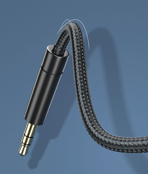 Кабель jack 3.5mm (AUX), папа-папа, 1,5 метра, ткань, черный