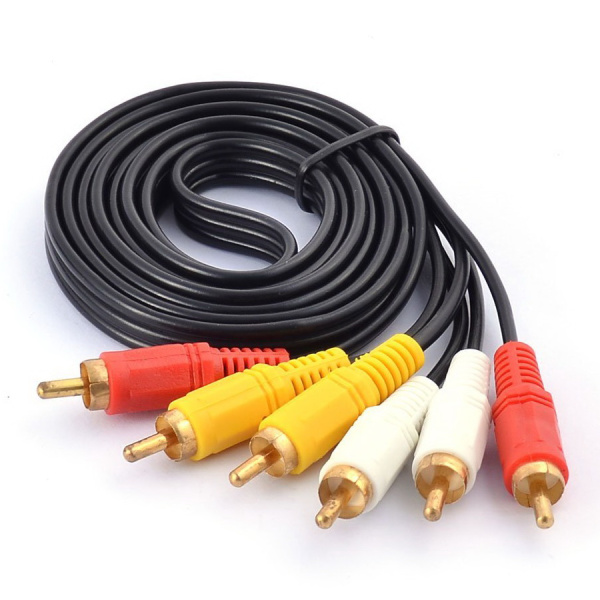 Кабель 3x RCA (AV) - 3x RCA (AV), папа-папа, 15 метров, черный