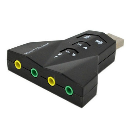 Звуковой адаптер - внешняя звуковая карта USB 3D DUAL 2.1/7.1-канальная, кнопки, черный