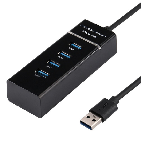 Хаб - концентратор USB3.0 - 4х USB3.0, вертикальный, с LED-индикатором, черный Хаб - концентратор USB3.0 - 4х USB3.0, вертикальный, с LED-индикатором, черный