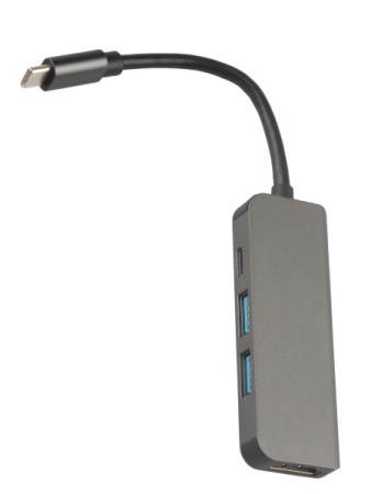 Адаптер - переходник - хаб USB3.1 Type-C на HDMI - USB3.1 Type-C - 2x USB3.0, серый