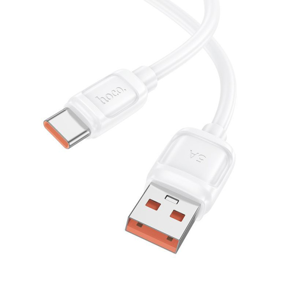 Зарядный USB дата кабель HOCO X115 Type-C, 100W, 5A, 1 м, белый