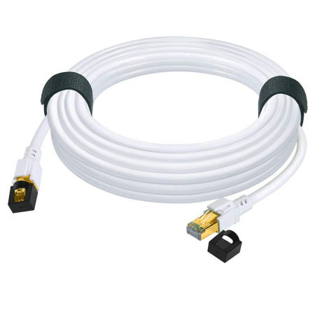Сетевой кабель RJ45 - витая пара - патчкорд SFTP CAT-8 40 Гбит/с POE, бескислородная медь, двойное экранирование, 26 AWG, 1.5 метра, белый
