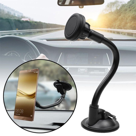 Автомобильный магнитный держатель для телефона на присоске C-02K, черный