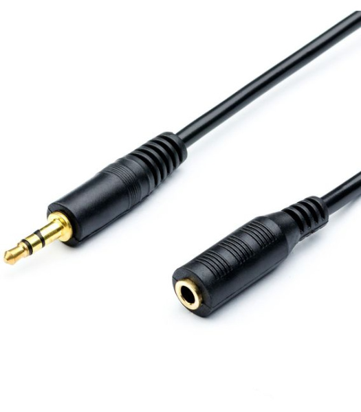 Кабель jack 3.5mm (AUX), папа-мама, 20 метров, черный