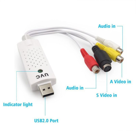Карта видеозахвата USB2.0 - RCA (AV) UVC, белый