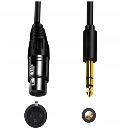 Кабель jack 6.35mm - XLR для микрофона, черный, 1,5 метра