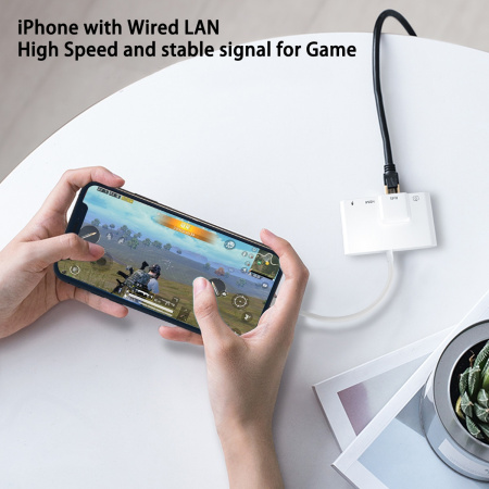 Адаптер - переходник Lightning на HDMI 1080p - LAN (RJ45 до 1000Мбит/с) - USB3.0 - Lightning (уценка)