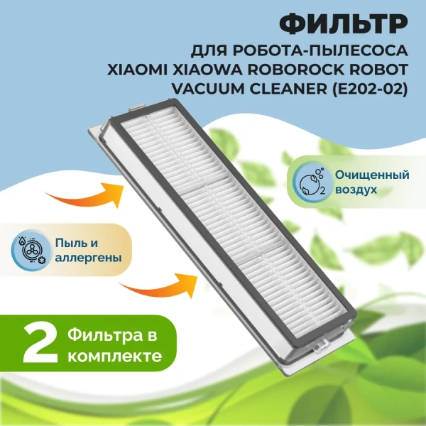 Фильтры для робота-пылесоса Xiaomi Xiaowa Roborock Robot Vacuum Cleaner (E202-02), 2 штуки Фильтры для робота-пылесоса Xiaomi Xiaowa Roborock Robot Vacuum Cleaner (E202-02), 2 штуки
