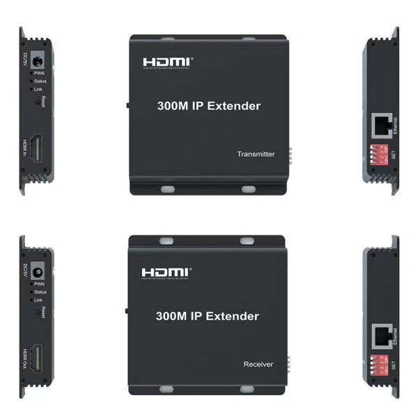 IP-удлинитель сигнала HDMI по витой паре RJ45 (LAN) до 300 метров, активный, FullHD 1080p, EDID, комплект 1 TX + 10 RX + коммутатор RJ45