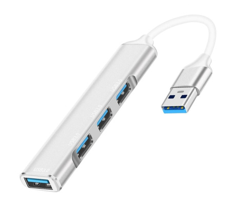 Хаб - концентратор USB3.0 - 3x USB2.0 - 1x USB3.0, ультра-тонкий, серебро