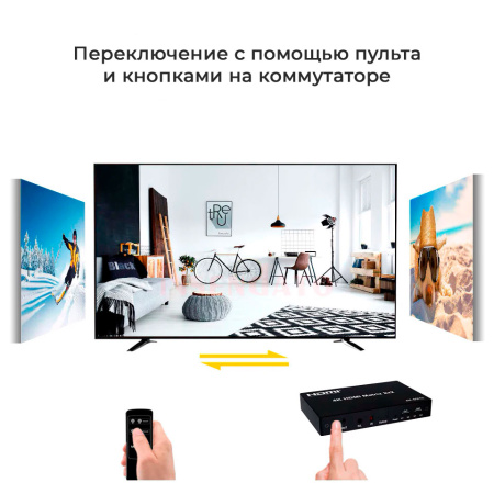 Матричный коммутатор - свитч-сплиттер 2×2 HDMI PRO, 4K 60HZ, оптика (Toslink/SPDIF), jack 3.5mm (AUX), пульт, черный