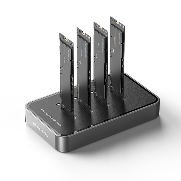 Док-станция для M.2 SSD DB2804SNA – 4 слота NVMe / SATA (NGFF), USB3.0 - USB3.2 Type-C, 10 Гбит/с, до 32 ТБ (8 ТБ x 4), алюминий