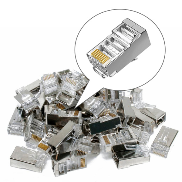 Коннектор RJ45 CAT-6, экранированный, комплект 100 шт. Коннектор RJ45 CAT-6, экранированный, комплект 100 шт.