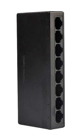Сетевой хаб - коммутатор LAN - разветвитель RJ45 на 8 портов 10/100 Мбит/с, черный