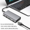 Адаптер - переходник - хаб 8in1 USB3.1 Type-C на HDMI - VGA - 3x USB3.0 - RJ45 (LAN) до 1000 Мбит/с - jack 3.5mm (AUX) - картридер SD, серый