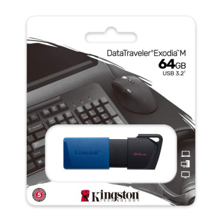 Флешка 64GB Kingston DataTraveler Exodia M (DTXM/64GB), USB 3.0, черно-синий