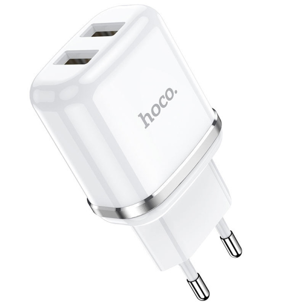 Зарядное устройство сетевое - блок питания HOCO N4, 2.4A, 2 USB, белый Зарядное устройство сетевое - блок питания HOCO N4, 2.4A, 2 USB, белый