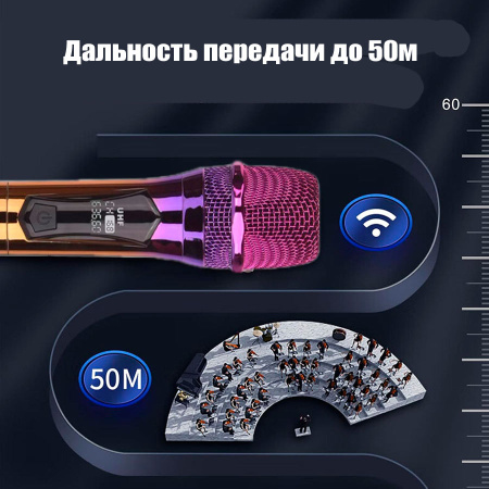 Беспроводной микрофон DM-582, комплект: 2 микрофона + приемник, цветной