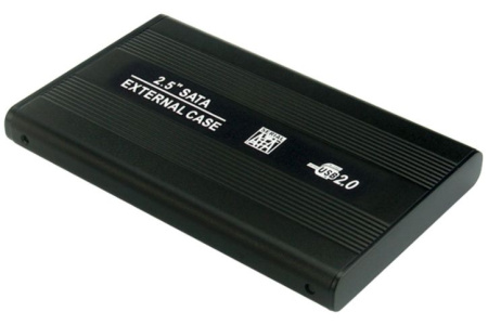 Внешний корпус - бокс SATA - USB2.0 для жесткого диска SSD/HDD 2,5”, алюм.-пластик, черный