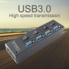 Хаб - концентратор USB3.0 - 4х USB3.0, вертикальный с кнопками, активный, черный
