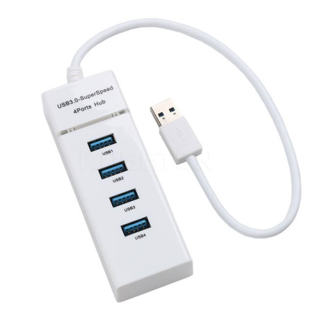 Хаб - концентратор USB3.0 - 4х USB3.0, вертикальный, с LED-индикатором, белый