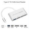 Адаптер - переходник USB3.1 Type-C - USB2.0 - USB3.0 - картридер TF/SD, серебро