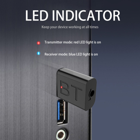 Беспроводной аудио адаптер Bluetooth 5.0 RX/TX, черный