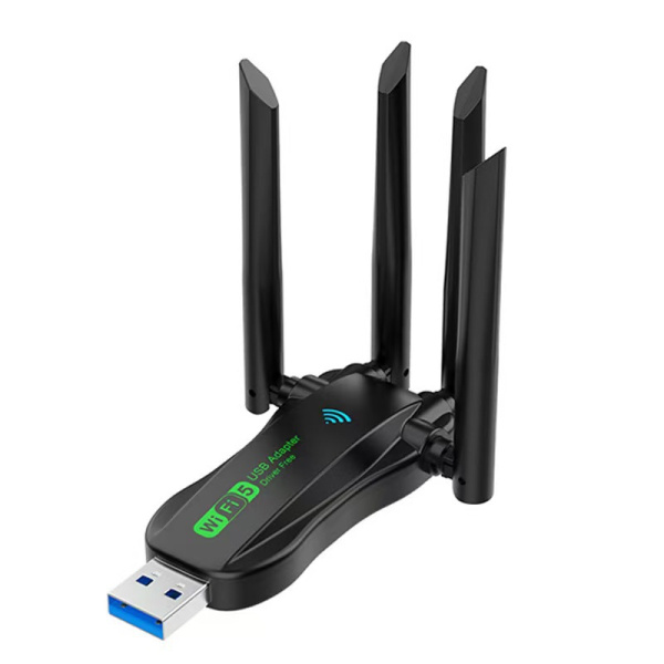 Адаптер - беспроводной Wi-Fi 5 приемник USB3.0, 4 антенны, до 1300 Мбит/с, двухдиапазонный - 2.4GHz/5.8GHz (Free Driver)