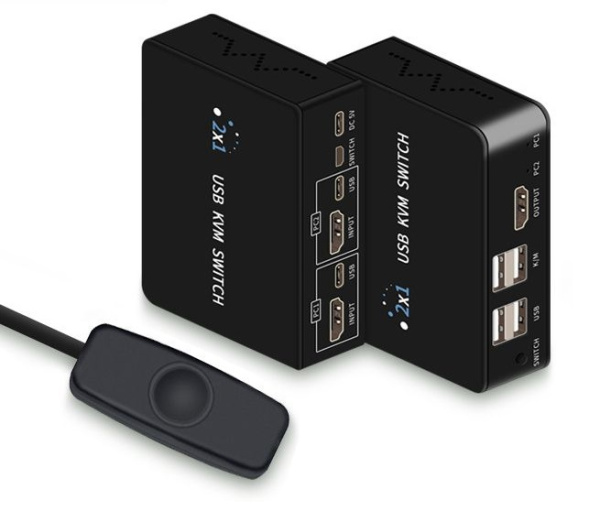 Адаптер - 2-х портовый KVM-переключатель HDMI USB, черный Адаптер - 2-х портовый KVM-переключатель HDMI USB, черный