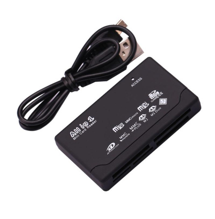 Картридер - адаптер для карт памяти All-in-1 - USB2.0, черный