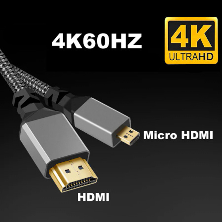 Кабель MicroHDMI - HDMI 4K, папа-папа, 1,5 метра, черный
