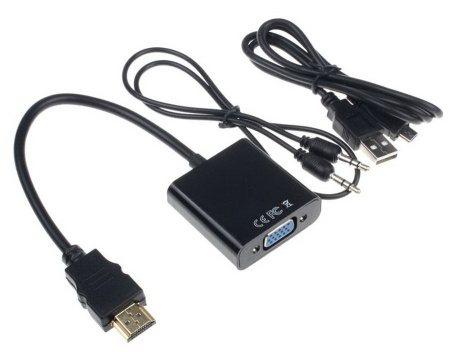 Адаптер - переходник HDMI – VGA - USB2.0 - jack 3.5mm (AUX), черный
