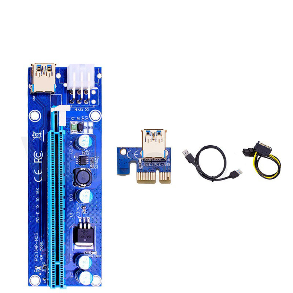 Адаптер - райзер USB3.0 PCI-E 1X на 16X, 6pin (ver.009S) Адаптер - райзер USB3.0 PCI-E 1X на 16X, 6pin (ver.009S)