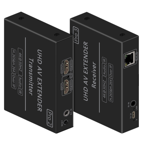 Удлинитель сигнала HDMI по витой паре RJ45 до 200 метров, UltraHD 4K@30Hz H.265 Over IP, комплект, черный Удлинитель сигнала HDMI по витой паре RJ45 до 200 метров, UltraHD 4K@30Hz H.265 Over IP, комплект, черный