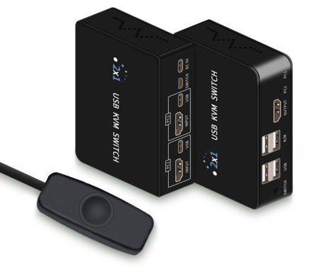 Адаптер - 2-х портовый KVM-переключатель HDMI USB, черный