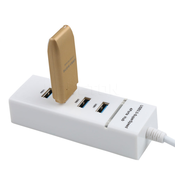 Хаб - концентратор USB3.0 - 4х USB3.0, вертикальный, с LED-индикатором, белый Хаб - концентратор USB3.0 - 4х USB3.0, вертикальный, с LED-индикатором, белый