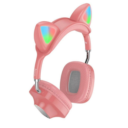 Беспроводные Bluetooth наушники HOCO ESD13, полноразмерные, "кошачьи ушки", розовый