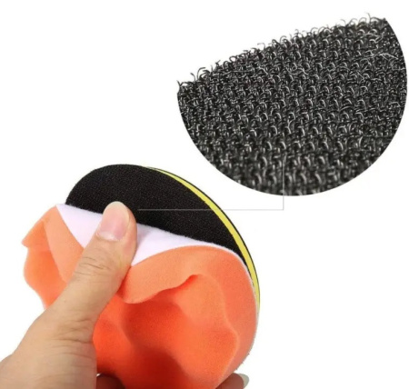 Полировальный круг на липучке - насадка для полировки фар и кузова автомобиля, губка для авто, набор 4 штуки, 15см, резьба M14