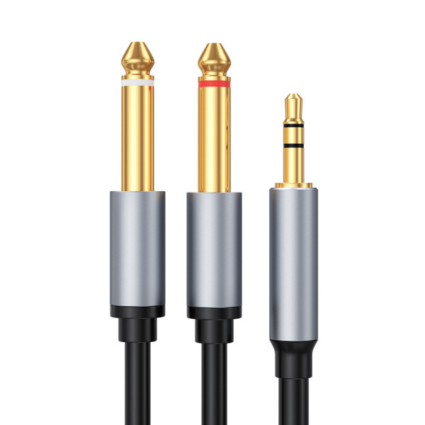 Кабель jack 3.5mm (AUX) - 2х jack 6.35mm моно PRO для микшера, 1 метр, черный